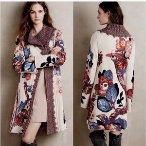 Anthropologie Sleeping on Snow Foret Embroidered Cardigan S